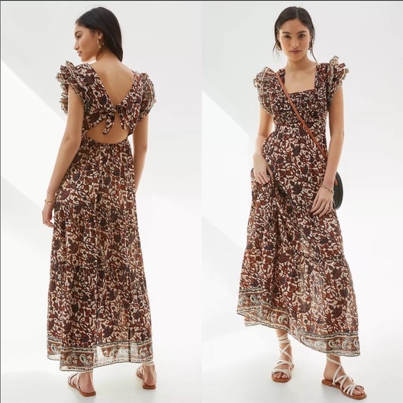 🔥Sale🔥 Anthropologie Ruffle Maxi Dress - Picture 3 of 9